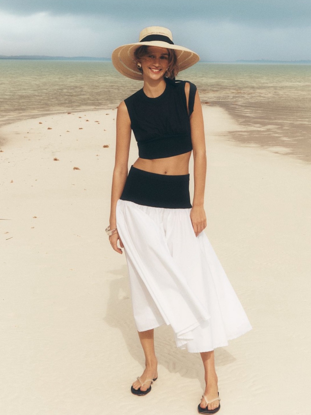 By Anthropologie Cotton Sleeveless Waisted Crop Top NWT